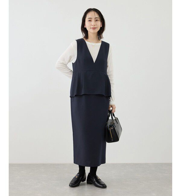 Rope&rsquo;Picnic「レイヤード風ペプラムジャンパースカート」|ワンピース|