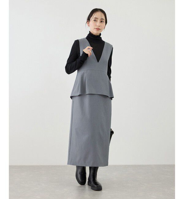 Rope&rsquo;Picnic「レイヤード風ペプラムジャンパースカート」|ワンピース|