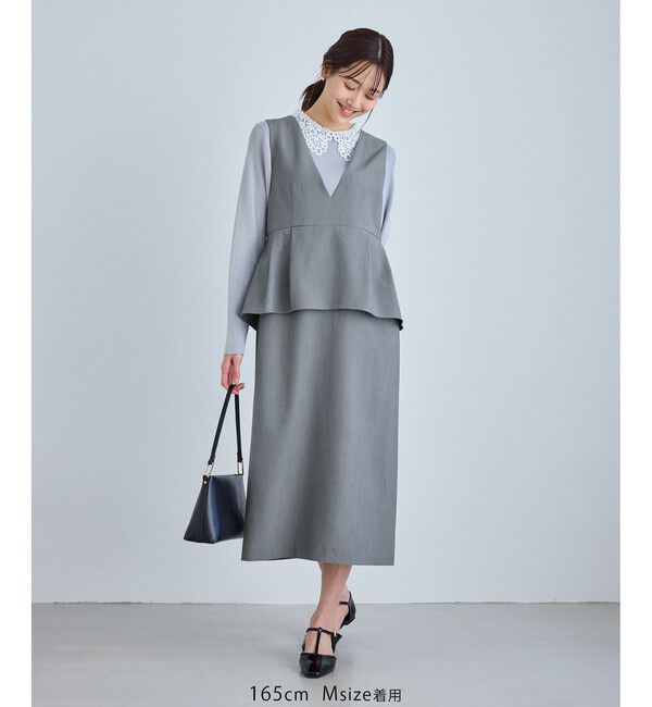 Rope&rsquo;Picnic「レイヤード風ペプラムジャンパースカート」|ワンピース|