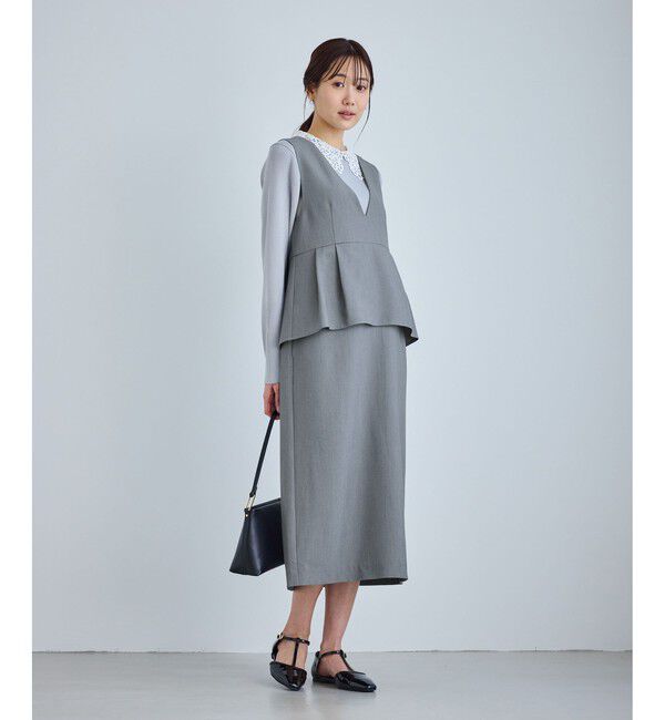 Rope&rsquo;Picnic「レイヤード風ペプラムジャンパースカート」|ワンピース|