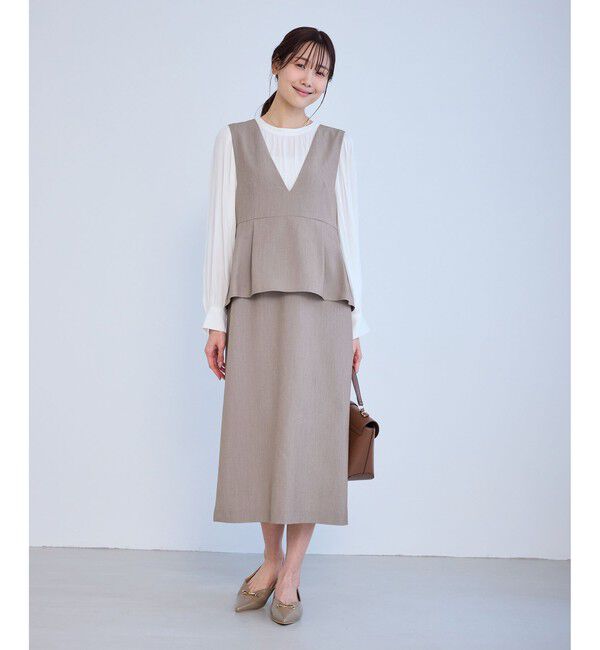 Rope&rsquo;Picnic「レイヤード風ペプラムジャンパースカート」|ワンピース|