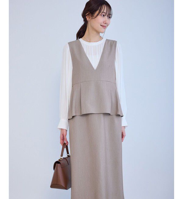 Rope&rsquo;Picnic「レイヤード風ペプラムジャンパースカート」|ワンピース|