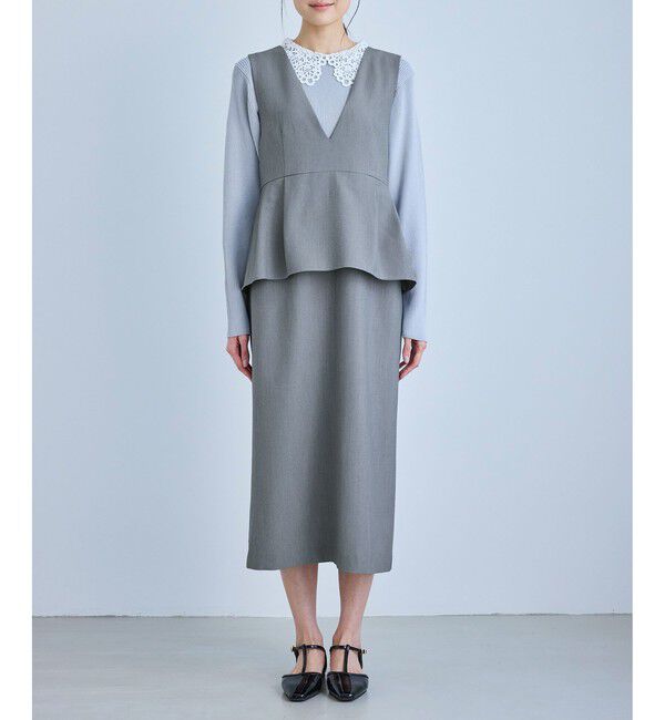 Rope&rsquo;Picnic「レイヤード風ペプラムジャンパースカート」|ワンピース|