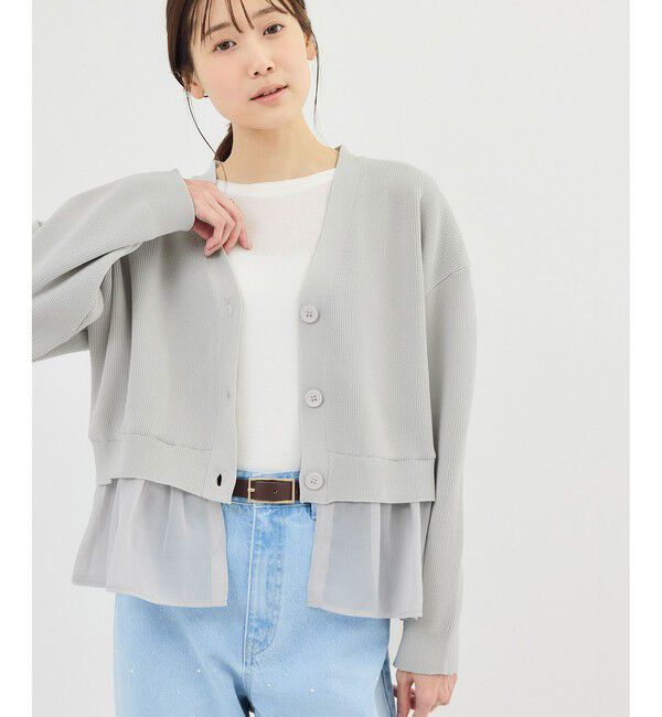 Rope&rsquo;Picnic「異素材ドッキングニットカーディガン/イージーケア」|カーディガン|