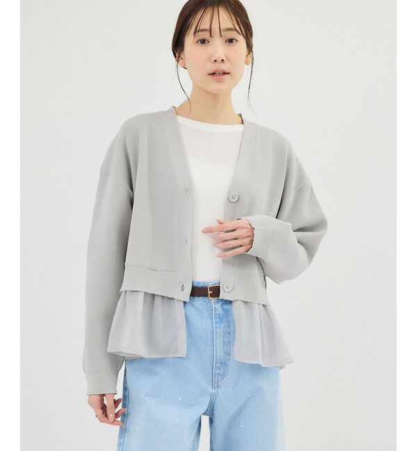 Rope&rsquo;Picnic「異素材ドッキングニットカーディガン/イージーケア」|カーディガン|