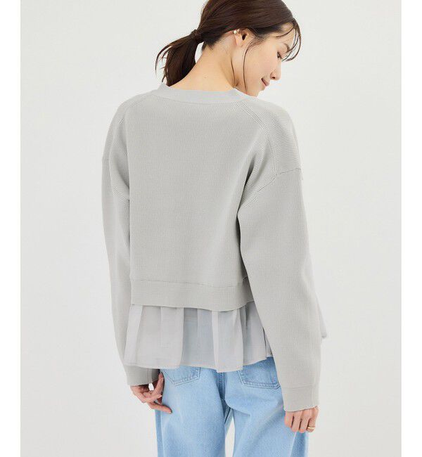 Rope&rsquo;Picnic「異素材ドッキングニットカーディガン/イージーケア」|カーディガン|