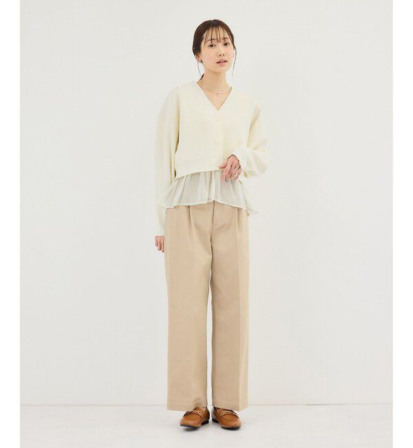 Rope&rsquo;Picnic「異素材ドッキングニットカーディガン/イージーケア」|カーディガン|