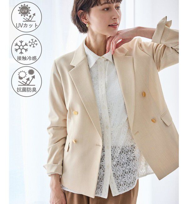 Rope&rsquo;Picnic「カナパ 金ボタンジャケット/セットアップ対応・UV・抗菌防臭・接触冷感」|テーラードジャケット|ベージュ(27)