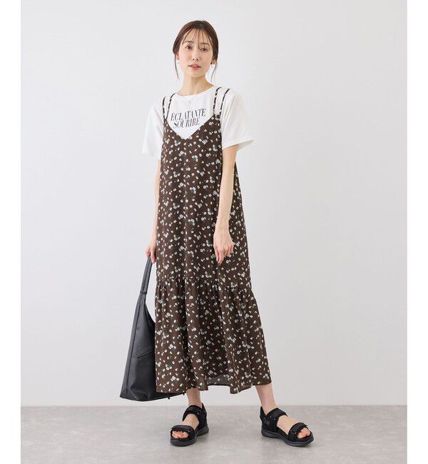 Rope&rsquo;Picnic「花柄ティアードダブルストラップキャミワンピース」|ワンピース|