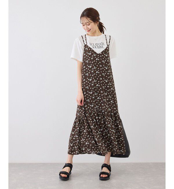 Rope&rsquo;Picnic「花柄ティアードダブルストラップキャミワンピース」|ワンピース|