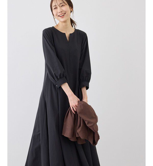 Rope&rsquo;Picnic「7分袖リラックスワンピース」|ワンピース|ブラック(01)