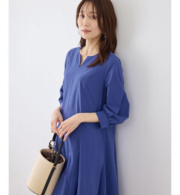 Rope&rsquo;Picnic「7分袖リラックスワンピース」|ワンピース|ブルー(44)