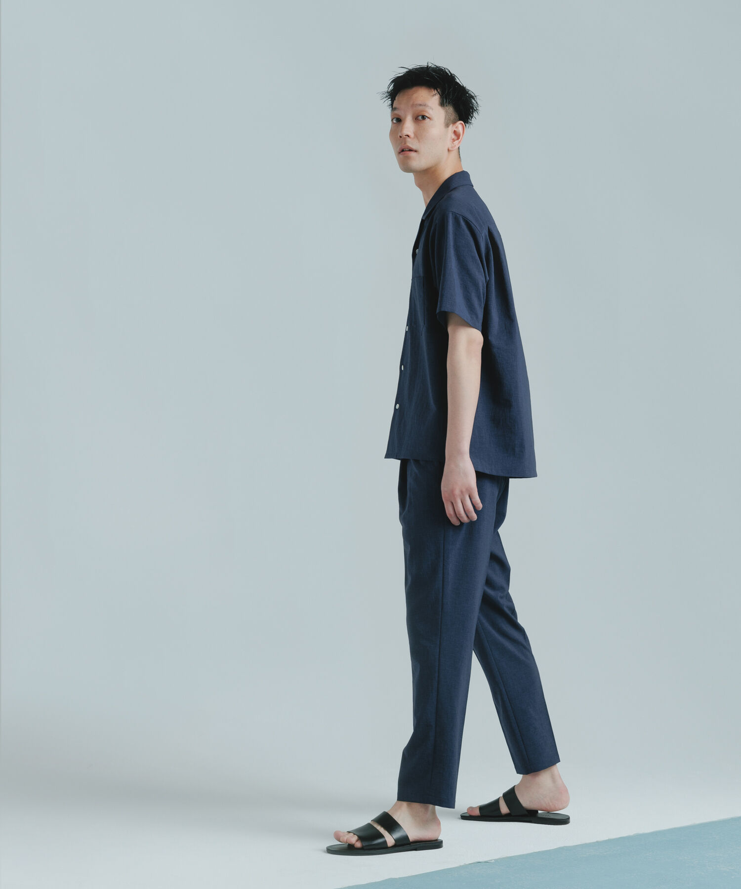 ADAM ET ROPE'「オープンカラーシャツ＆イージーパンツ セットアップ/イージーケア/吸水速乾」|スーツ|