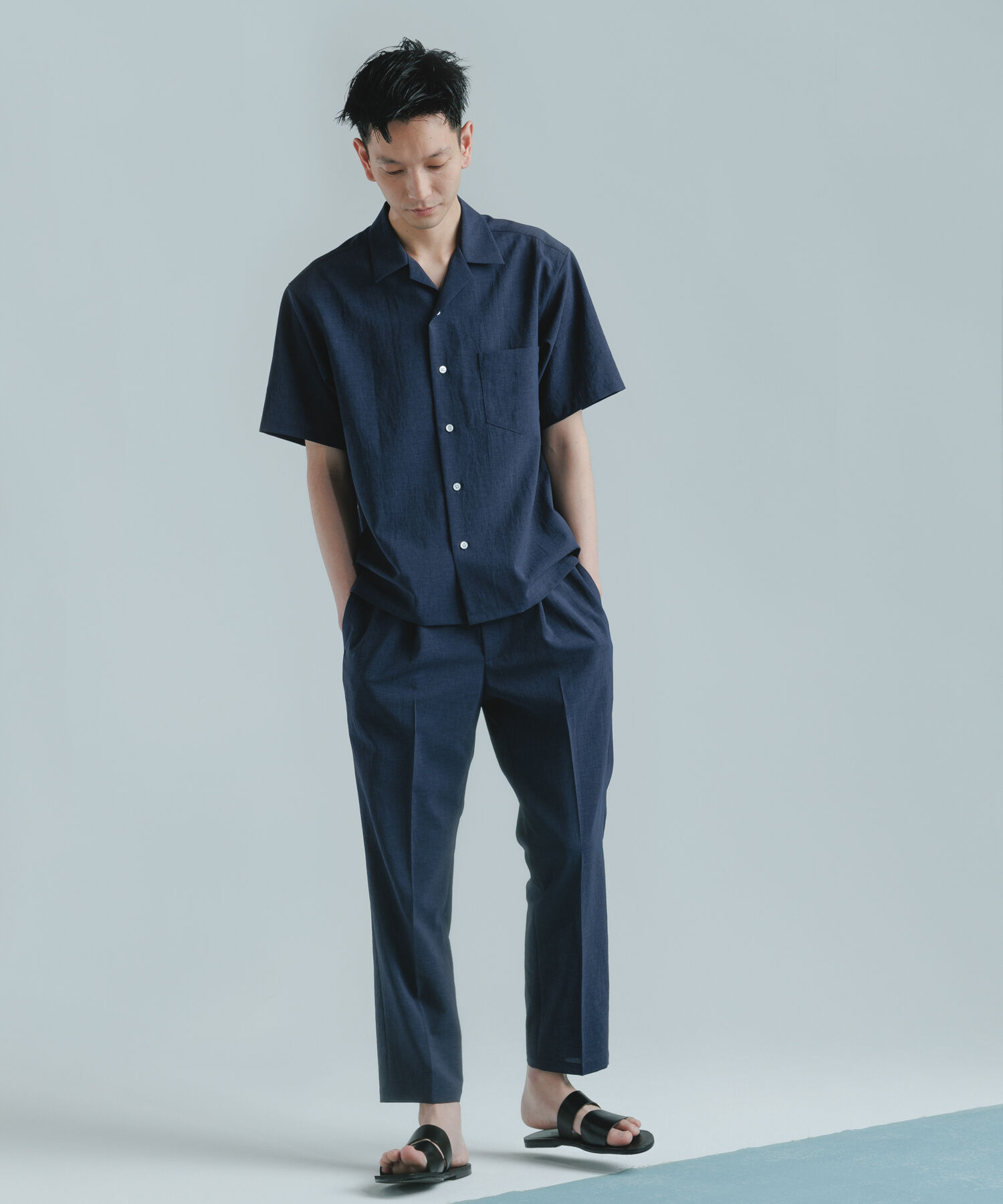 ADAM ET ROPE'「オープンカラーシャツ＆イージーパンツ セットアップ/イージーケア/吸水速乾」|スーツ|