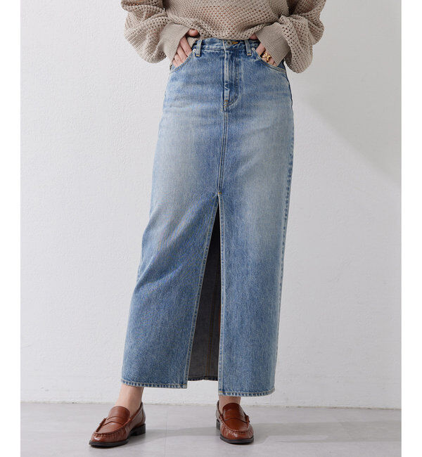  「デニムスリットスカート」|スカート|ブルー