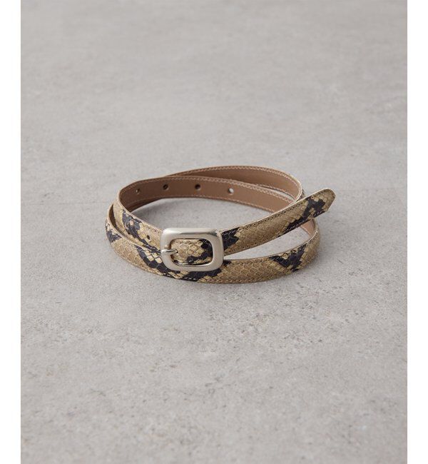 Hoaw.「【Hoaw.】型押しパイソンナローベルト」|ベルト|