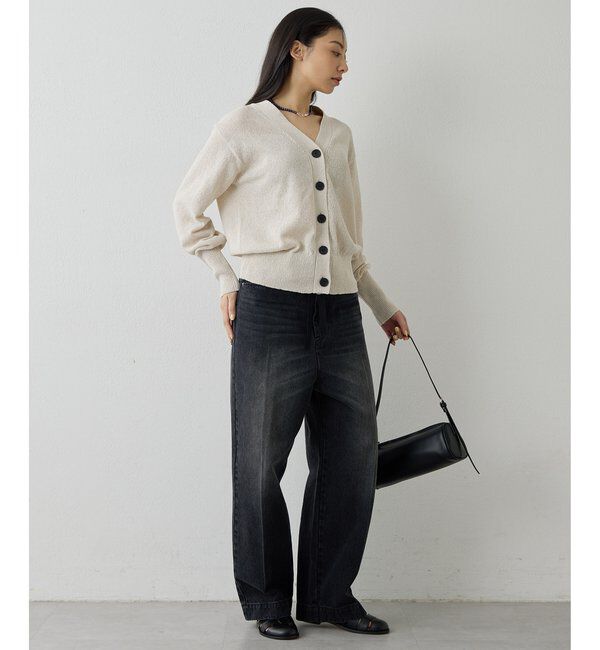  「Vネックペーパーヤーンカーディガン」|ニット・セーター|