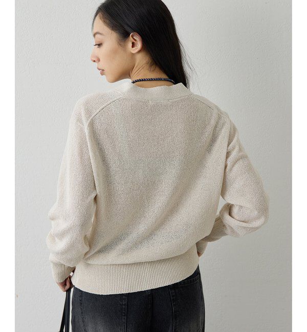  「Vネックペーパーヤーンカーディガン」|ニット・セーター|