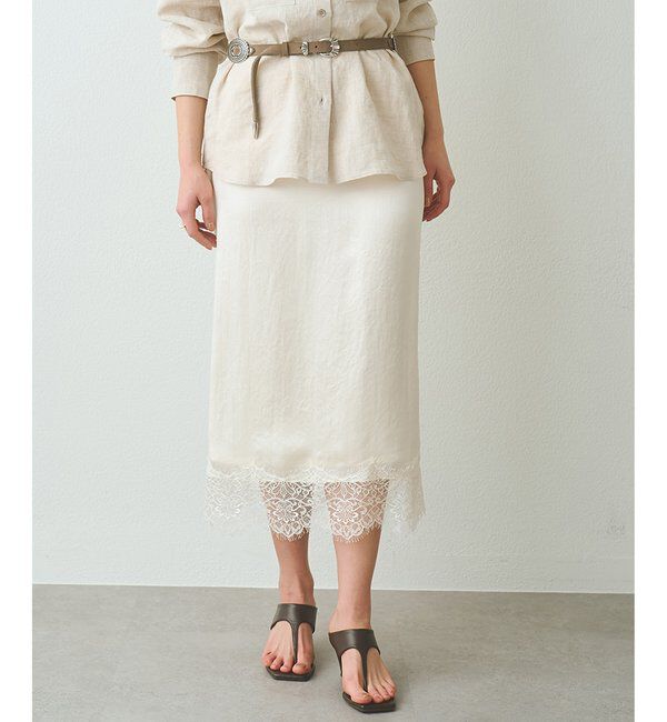  「サテンレーススカート」|スカート|アイボリー