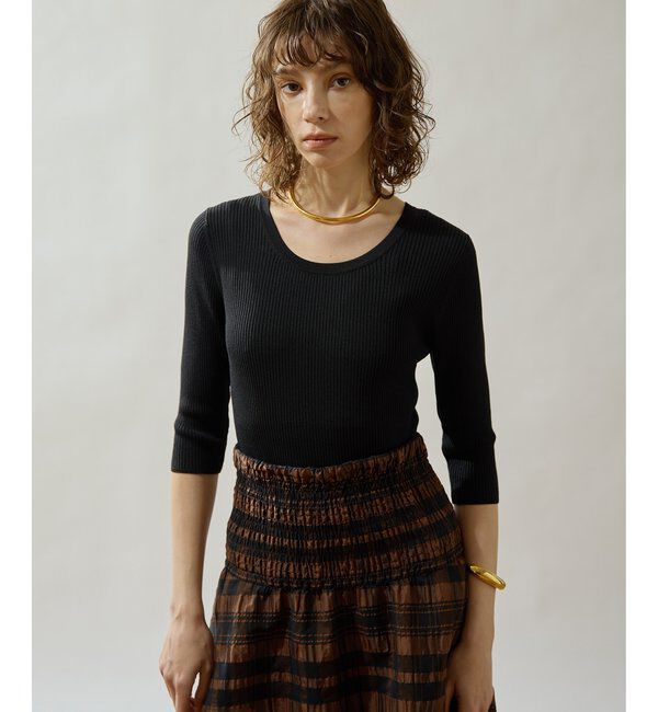 Drawing Numbers「【Drawing Numbers】リブハーフスリーブニット」|ニット・セーター|