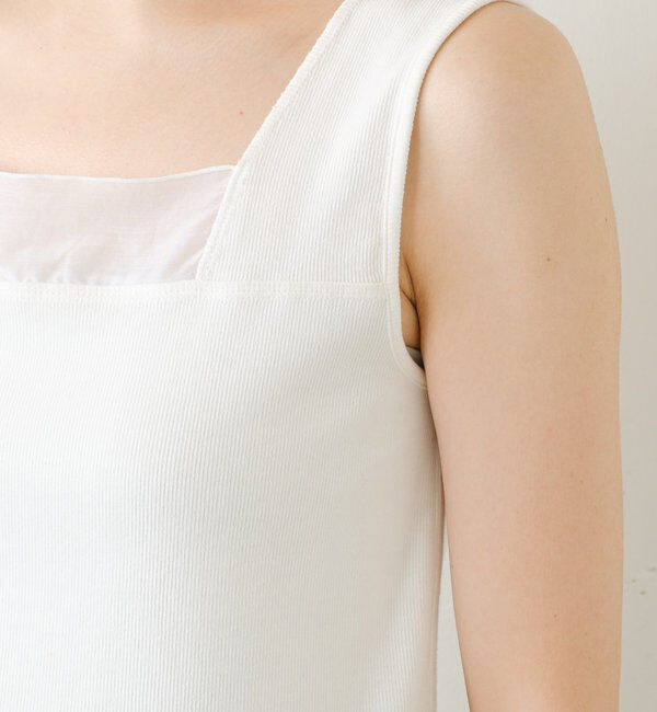  「 シアー切り替えスクエアタンクトップ」|Tシャツ・カットソー|