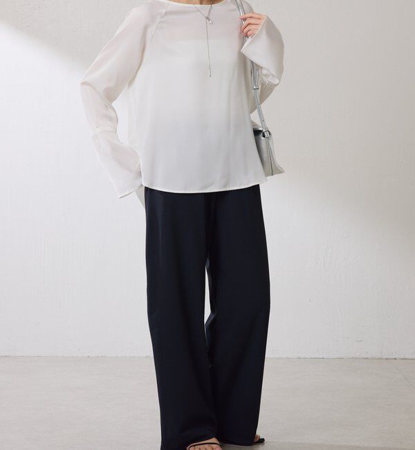  「袖フレアサテンブラウス」|シャツ・ブラウス|