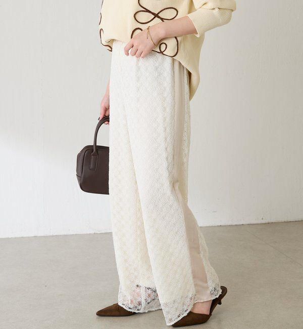  「レースワイドパンツ」|チノ|オフホワイト