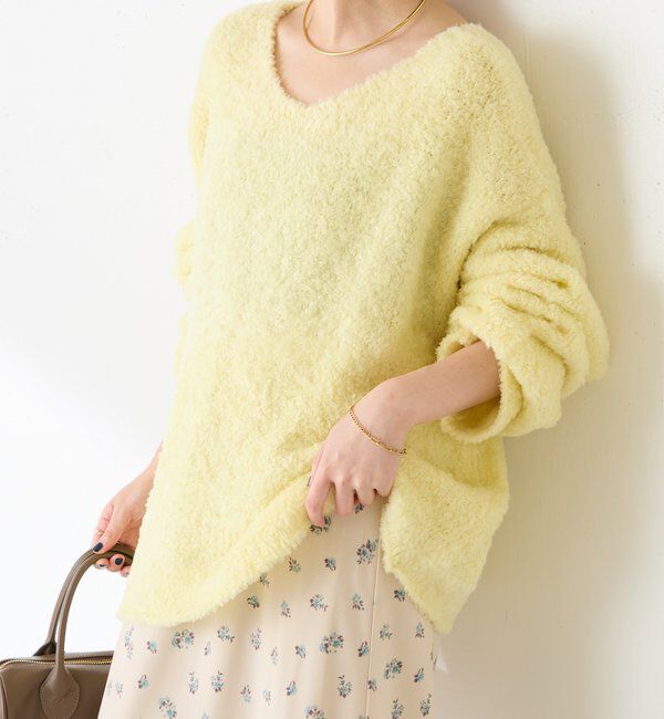  「【マルチに着れる】ウールブレンドモールオーバーニット」|ニット・セーター|レモンイエロー