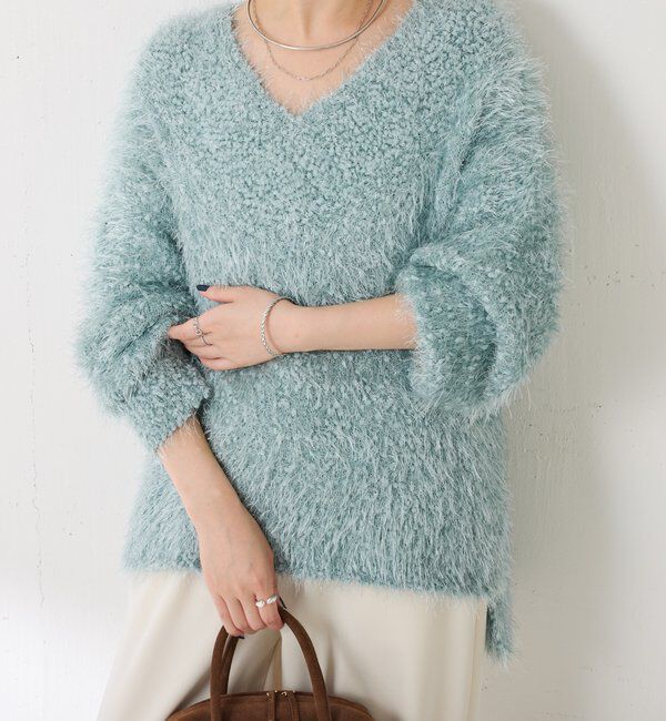  「ビーンズヤーンVネックニット」|ニット・セーター|