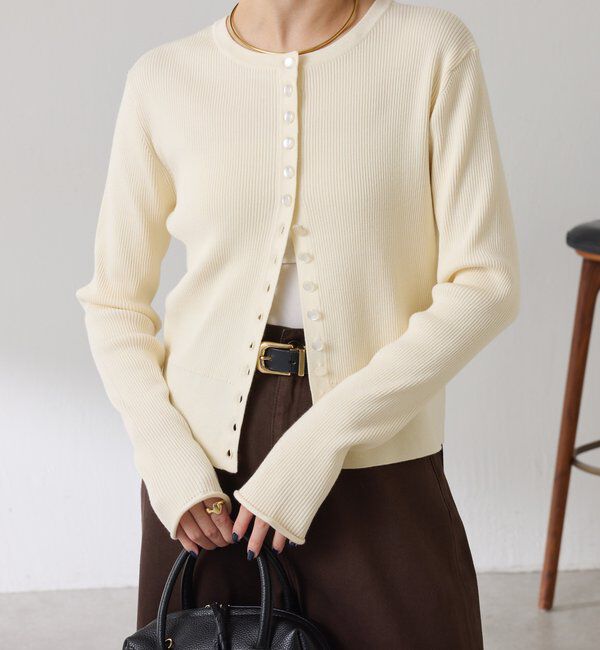 「ラインボタンコンパクトカーディガン」|ニット・セーター|オフホワイト