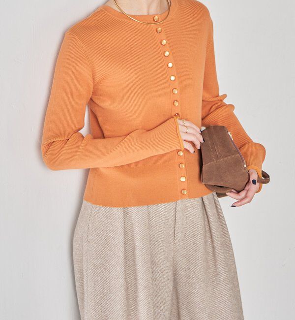  「ラインボタンコンパクトカーディガン」|ニット・セーター|