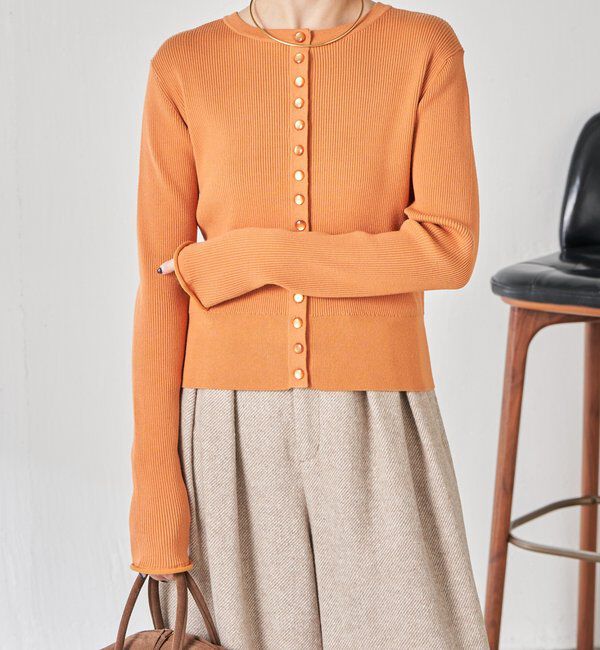  「ラインボタンコンパクトカーディガン」|ニット・セーター|