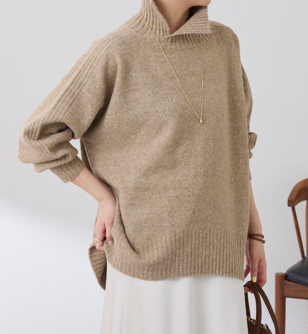  「ウール混スリットタートルニット」|ニット・セーター|
