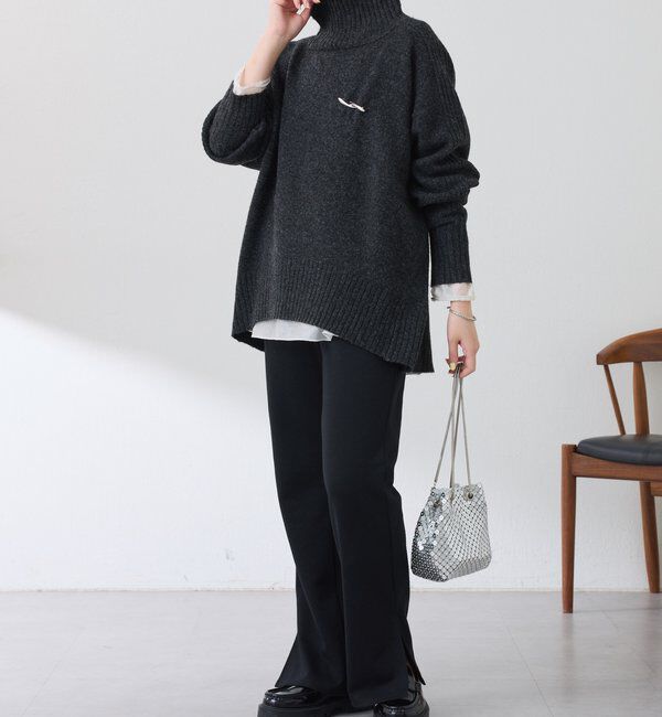  「ウール混スリットタートルニット」|ニット・セーター|
