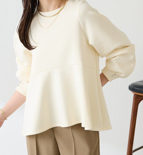  「袖ビジューペプラムカットソー」|Tシャツ・カットソー|