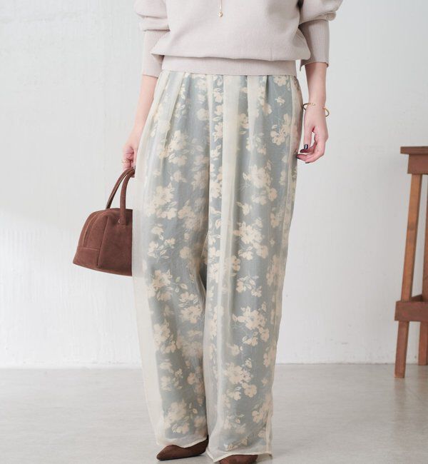  「シアーレイヤードフラワー柄パンツ」|チノ|