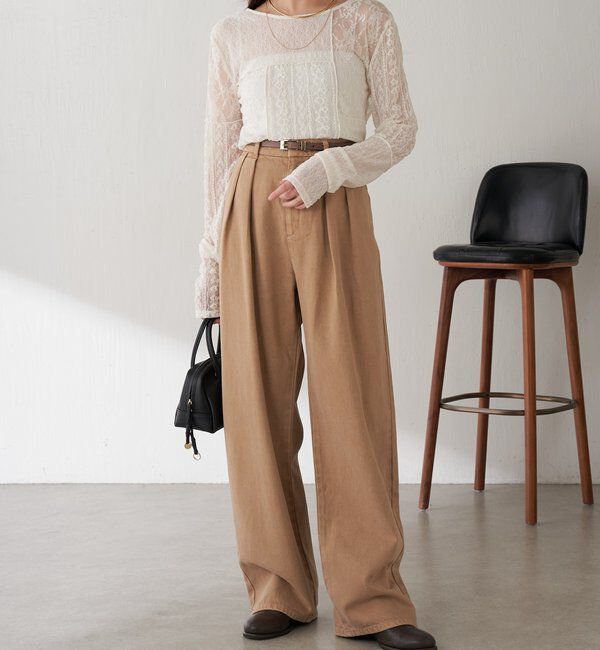  「Q.anosチャームタックデニムパンツ」|デニム|