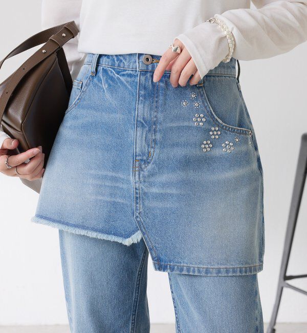  「Q.anos　レイヤードデニムスカート」|スカート|