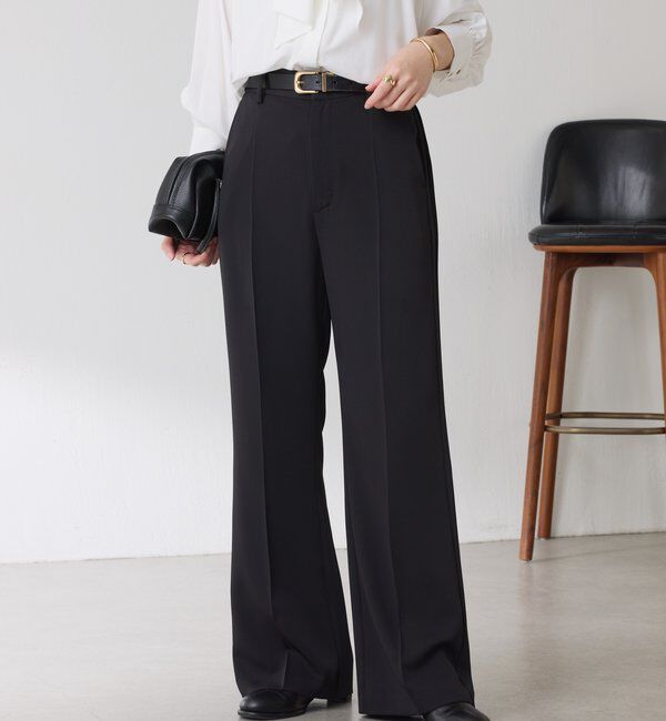  「【２サイズ展開】ツイルフレアパンツ/セットアップ/セレモニー」|チノ|ブラック