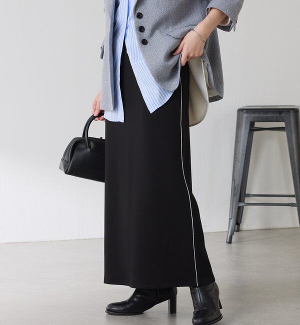  「【伸縮性◎】サイドラメダンボールタイトスカート/セレモニー」|スカート|ブラック