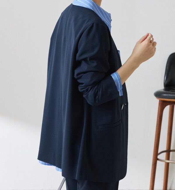  「《自宅で洗える》ジャージノーカラーダブルジャケット/セレモニー」|スーツ|