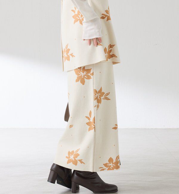  「フラワーニットジャガードスカート」|スカート|