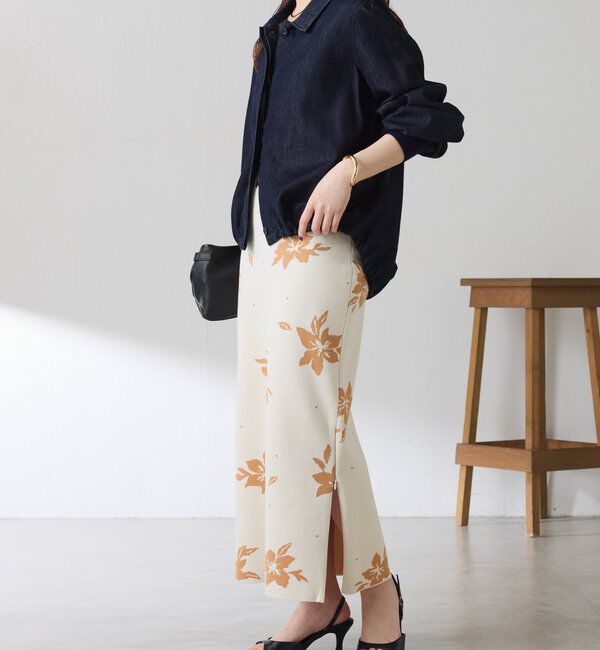  「フラワーニットジャガードスカート」|スカート|