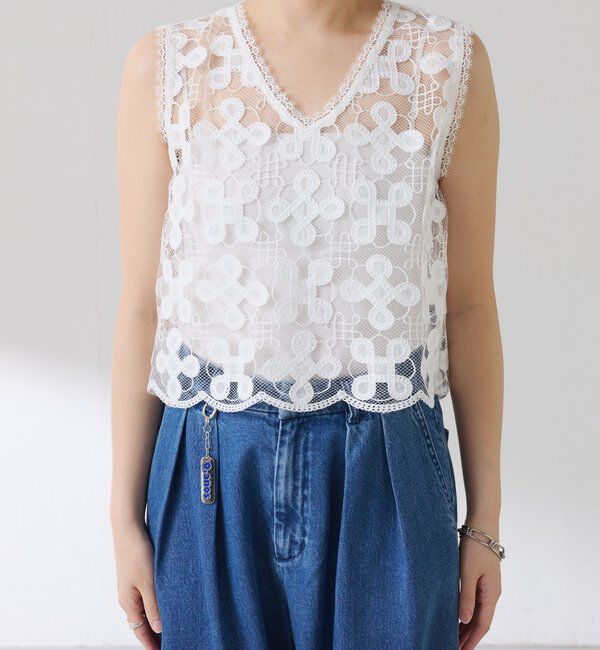  「【＋１アイテム】モチーフレース2WAYベスト」|シャツ・ブラウス|