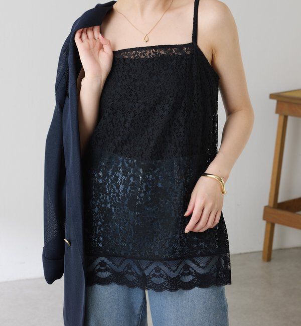  「《着映えアイテム》スカラップレースキャミソール」|シャツ・ブラウス|