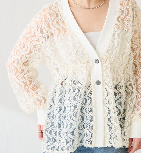  「《1枚で着映える》ギャザー切替シャツカーディガン」|シャツ・ブラウス|アイボリー