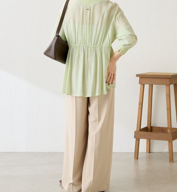  「《1枚で着映える》ギャザー切替シャツカーディガン」|シャツ・ブラウス|