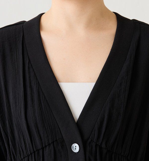  「《1枚で着映える》ギャザー切替シャツカーディガン」|シャツ・ブラウス|
