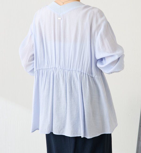  「《1枚で着映える》ギャザー切替シャツカーディガン」|シャツ・ブラウス|