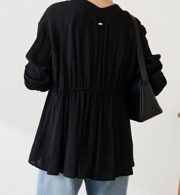  「《1枚で着映える》ギャザー切替シャツカーディガン」|シャツ・ブラウス|